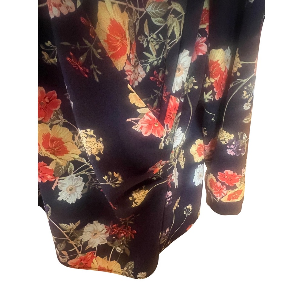 ModCloth Women's 1X Floral Print Long Sleeve V-Neck Tunic Top Blouse - Picture 4 of 7